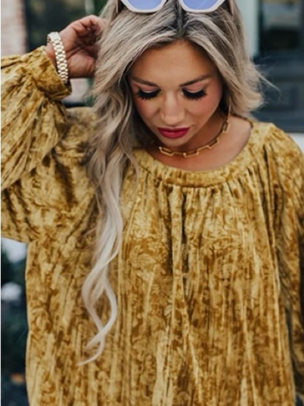 Umgee Gold Teddy Tunic Dress. Rich Mustard Tone